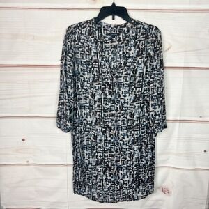 Marc‎ O'Polo Dress Womens 38 US M Blue Print Shift 3/4 Sleeve Woven Lightweight
